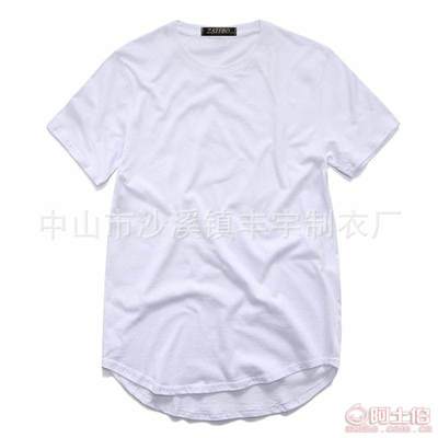 【自主品牌廠家訂做外貿男裝短袖純棉T恤訂做彎曲下擺長線上衣T恤嘻哈襯衫ZD76】中山市沙溪鎮豐宇制衣廠 - 產品庫