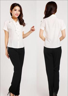 深圳女式雪紡職業襯衫 2016新款中短袖OL通勤上衣 職業工