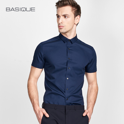 元本白襯衫男短袖修身職業 純色男士商務夏季免燙薄款白色襯衣潮